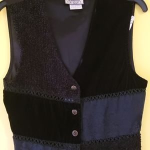 Vintage Early 1990s Velveteen and Brocade Wrapper Vest US Juniors Medium